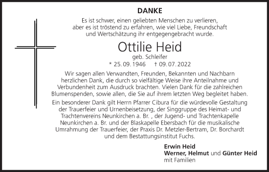 Anzeige von Ottilie Heid von MGO