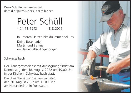 Anzeige von Peter Schüll von MGO