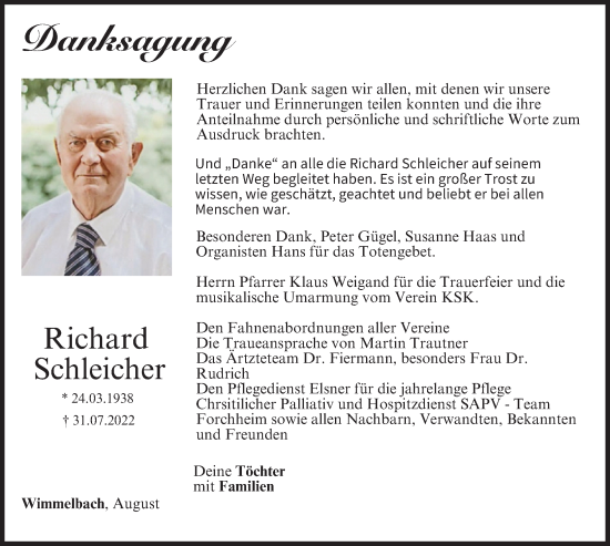 Anzeige von Richard Schleicher von MGO