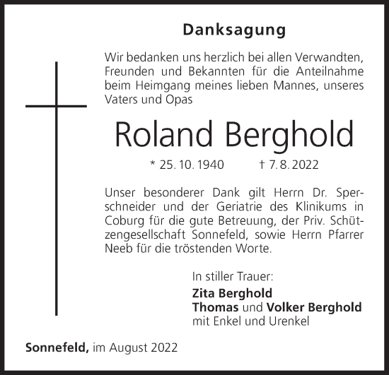 Anzeige von Roland Berghold von MGO
