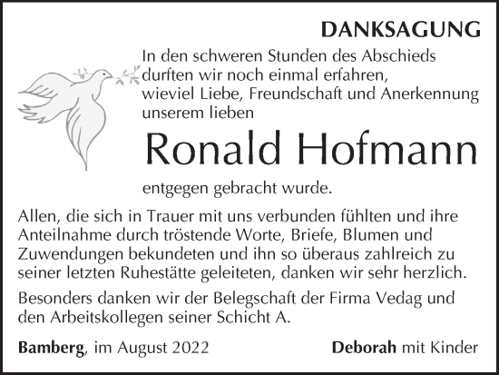 Anzeige von Ronald Hofmann von MGO