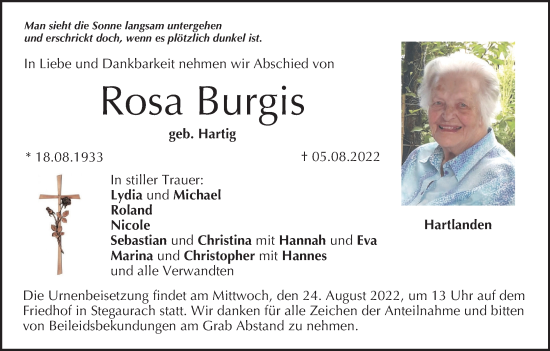 Anzeige von Rosa Burgis von MGO