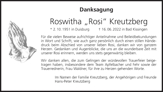 Anzeige von Roswitha Kreutzberg von MGO