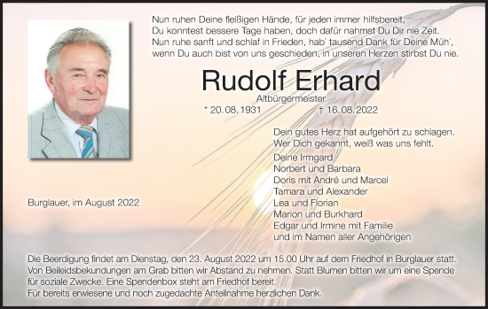 Anzeige von Rudolf Erhard von MGO