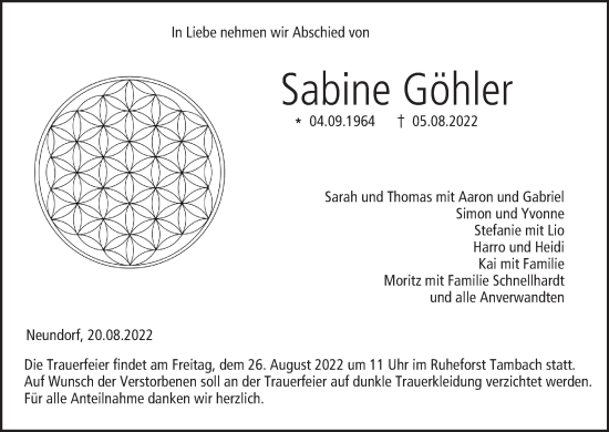 Anzeige von Sabine Göhler von MGO