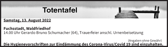 Anzeige von Totentafel vom 13.08.2022 von MGO