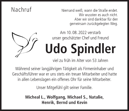 Anzeige von Udo Spindler von MGO