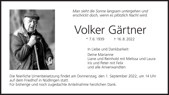 Anzeige von Volker Gärtner von MGO