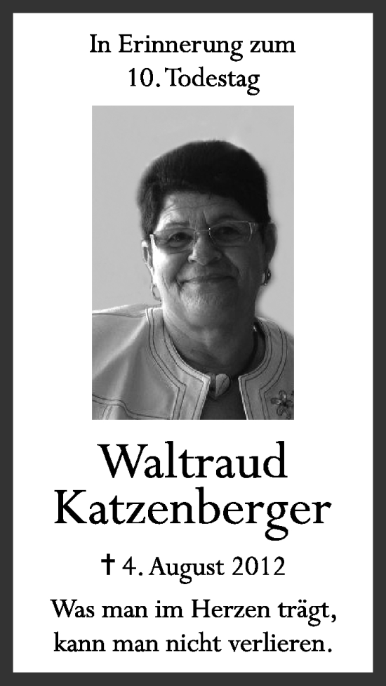 Anzeige von Waltraud Katzenberger von MGO
