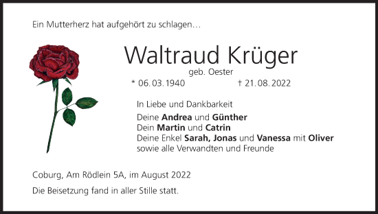 Anzeige von Waltraud Krüger von MGO
