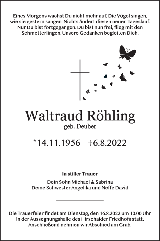 Anzeige von Waltraud Röhling von MGO