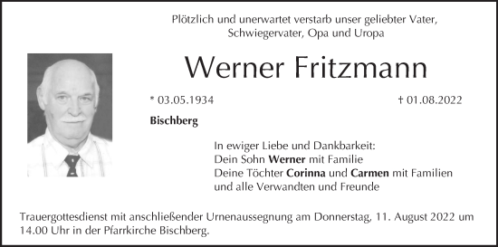 Anzeige von Werner Fritzmann von MGO