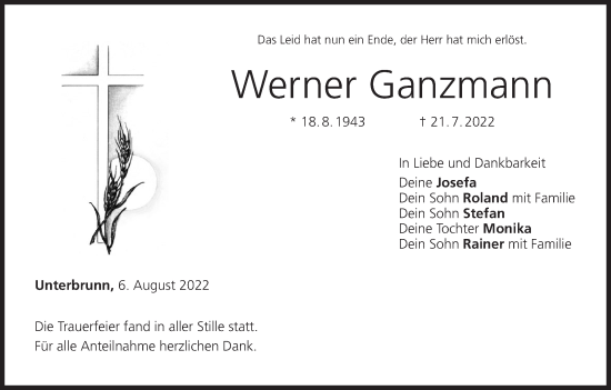 Anzeige von Werner Ganzmann von MGO
