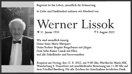 Anzeige von Werner Lissok von MGO