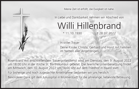 Anzeige von Willi Hillenbrand von MGO