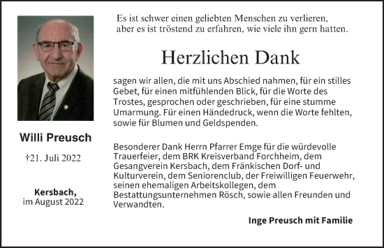 Anzeige von Willi Preusch von MGO