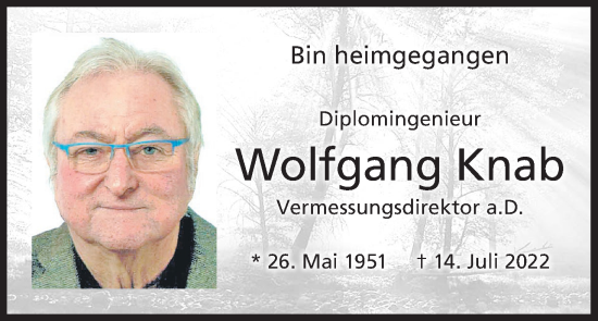 Anzeige von Wolfgang Knab von MGO