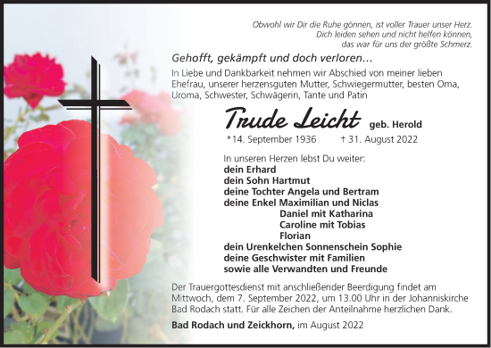 Anzeige von Trude Leicht von MGO
