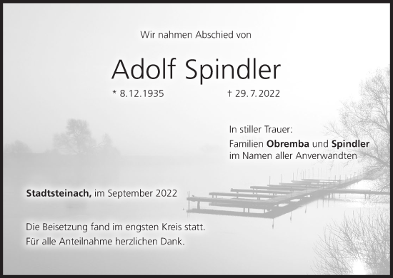 Anzeige von Adolf Spindler von MGO