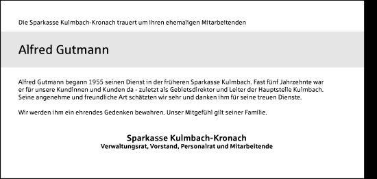 Anzeige von Alfred Gutmann von MGO