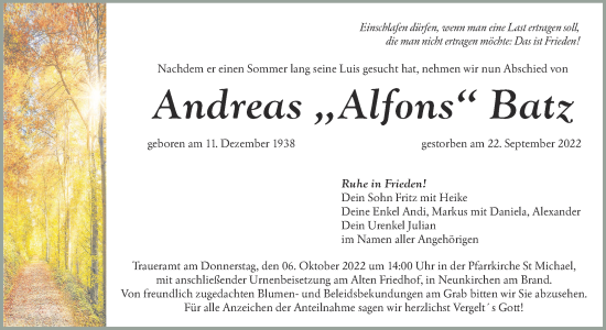 Anzeige von Andreas Batz von MGO