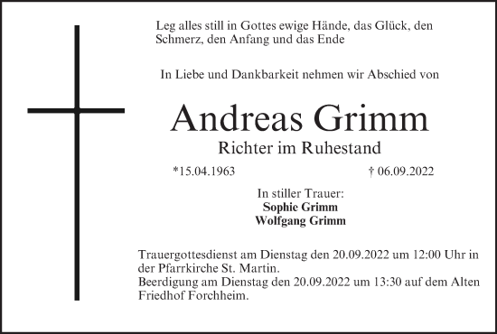 Anzeige von Andreas Grimm von MGO