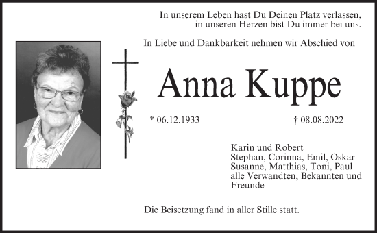 Anzeige von Anna Kuppe von MGO