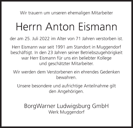 Anzeige von Anton Eismann von MGO