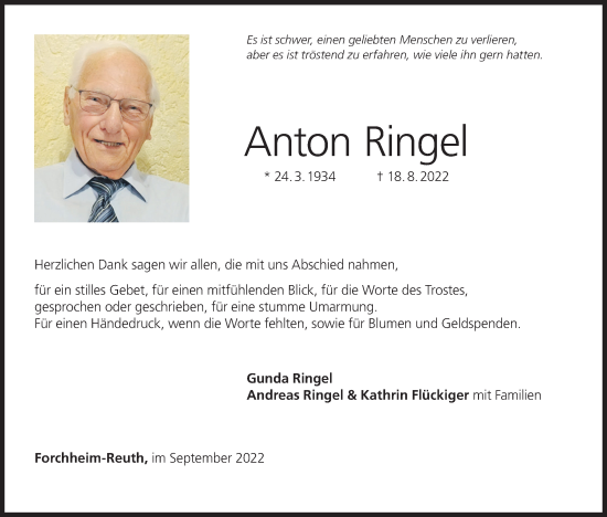 Anzeige von Anton Ringel von MGO