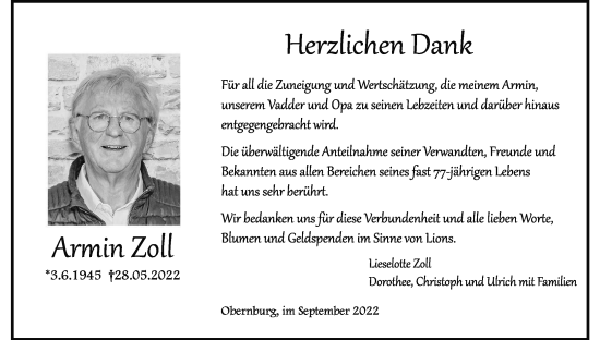 Anzeige von Armin Zoll von MGO