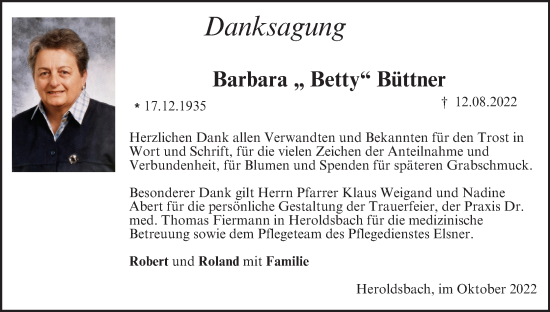 Anzeige von Barbara Büttner von MGO
