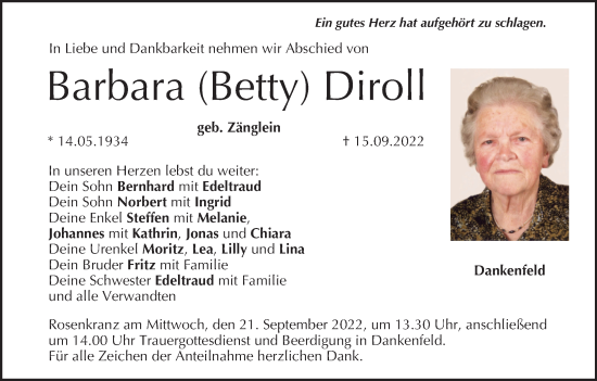 Anzeige von Barbara  Diroll von MGO