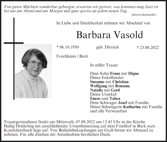 Anzeige von Barbara Vasold von MGO
