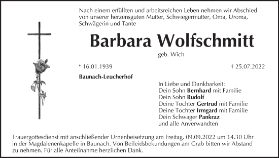 Anzeige von Barbara Wolfschmitt von MGO