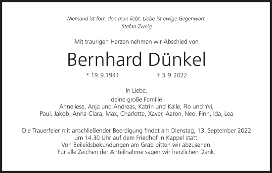 Anzeige von Bernhard Dünkel von MGO