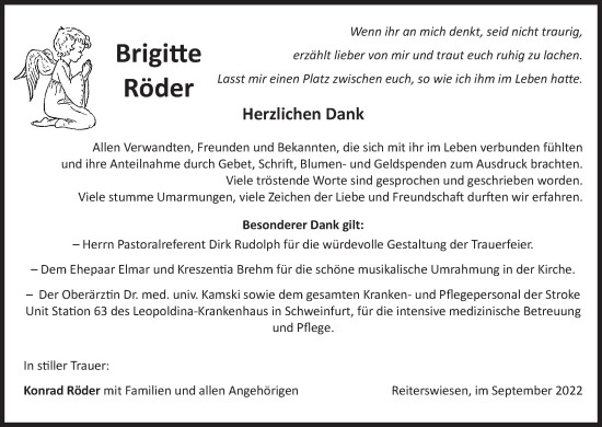 Anzeige von Brigitte Röder von MGO