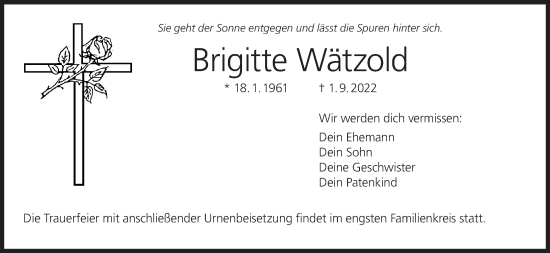 Anzeige von Brigitte Wätzold von MGO