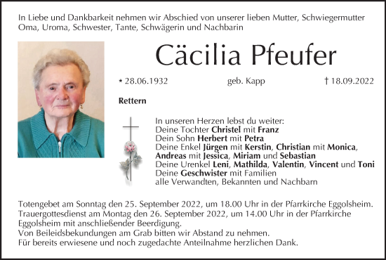 Anzeige von Cäcilia Pfeufer von MGO