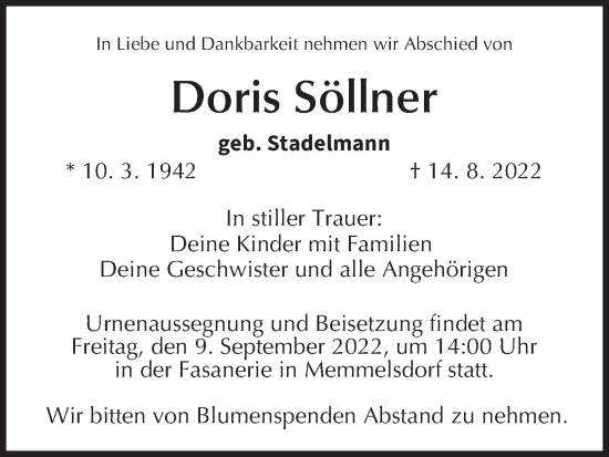 Anzeige von Doris Söllner von MGO