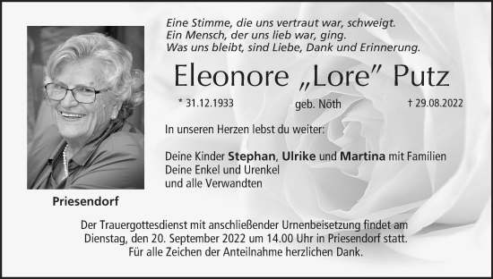 Anzeige von Eleonore  Putz von MGO