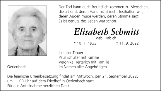 Anzeige von Elisabeth Schmitt von MGO