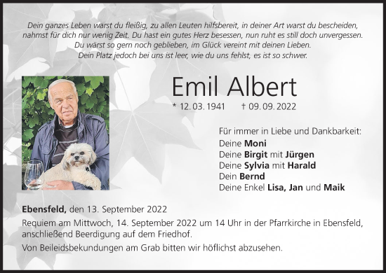Anzeige von Emil Albert von MGO