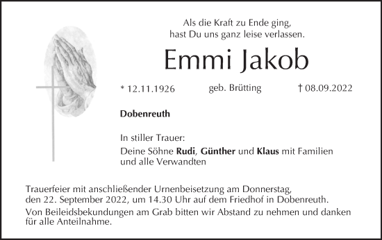 Anzeige von Emmi Jakob von MGO