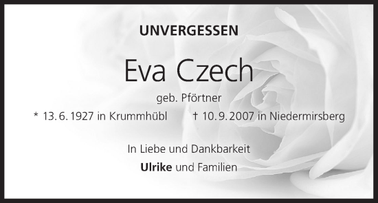 Anzeige von Eva Czech von MGO
