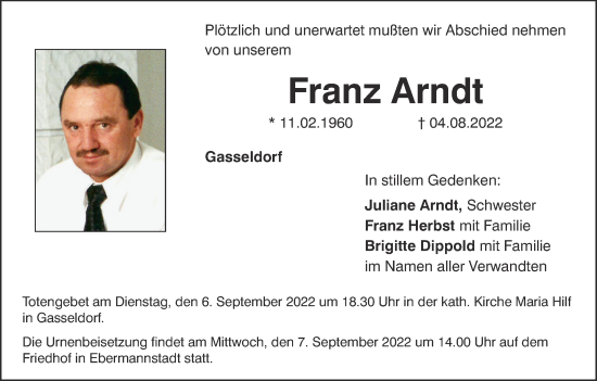 Anzeige von Franz Arndt von MGO