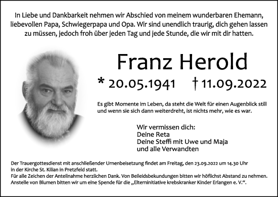 Anzeige von Franz Herold von MGO