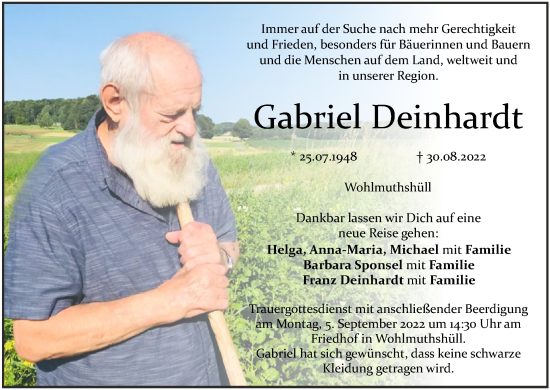 Anzeige von Gabriel Deinhardt von MGO