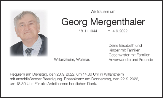 Anzeige von Georg Mergenthaler von MGO
