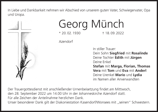 Anzeige von Georg Münch von MGO
