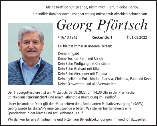 Anzeige von Georg Pförtsch von MGO